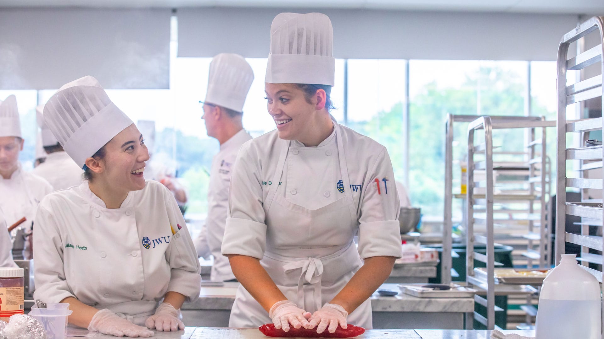 Sugar-pulling in a JWU Providence confections lab.