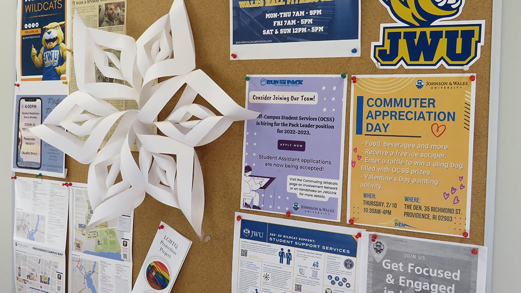 a view of a bulletin board at LEAP sharing event and activity opportunities