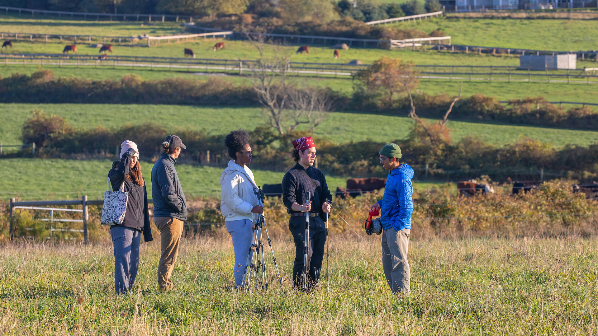Sustainability students take a tour of White Rock Farm in Little Compton, RI.