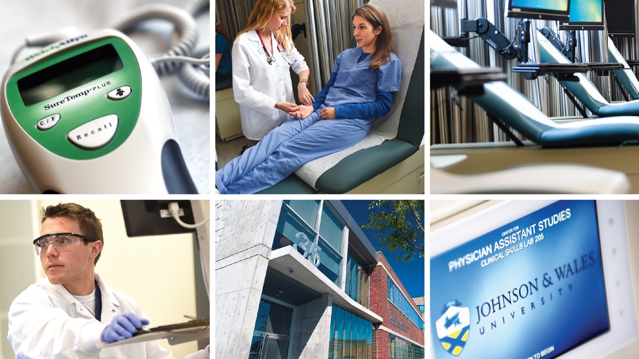 GEORGE S. BOTTOMLEY, DIRECTOR OF THE CENTER FOR PHYSICIAN ASSISTANT STUDIES AT JWU. ABOVE: CLASSROOM DETAILS, FROM CLINICAL LABS TO THE LATEST EQUIPMENT