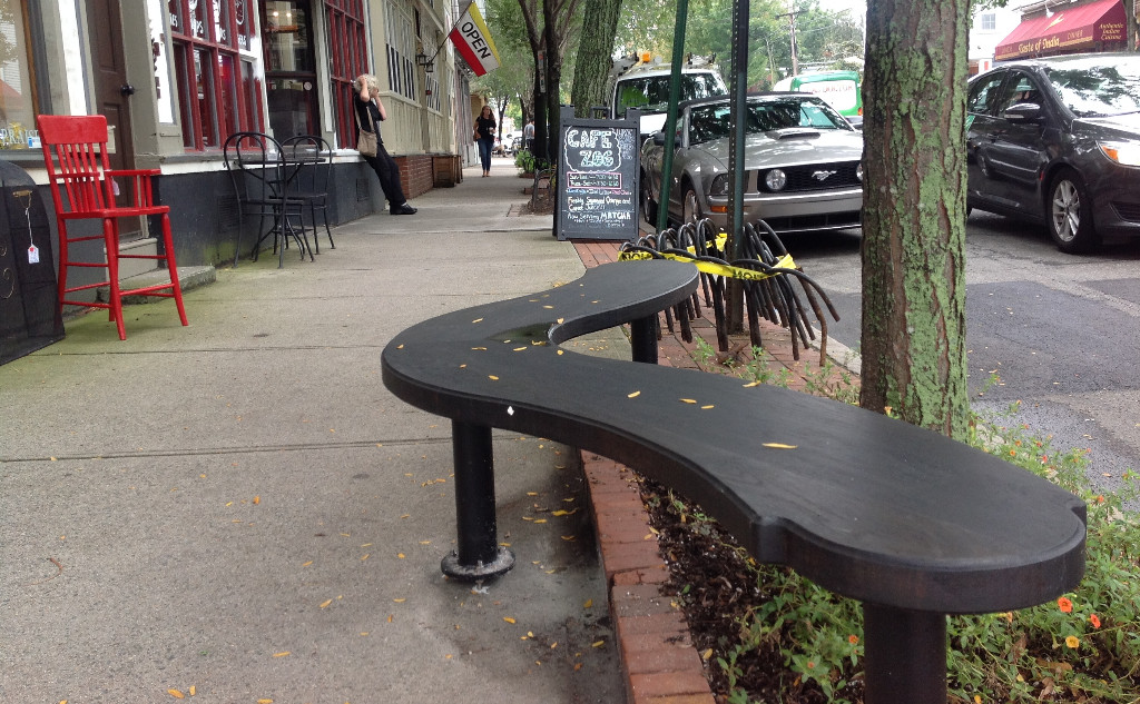 Installation view of the bench design, Wickenden Street.