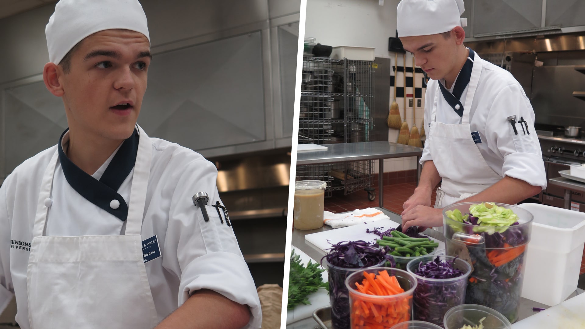 Chris Bledsoe '21 in the kitchen at JWU Charlotte