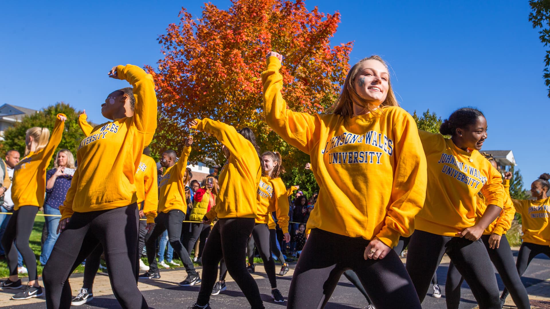 Cheer squad at Family Weekend