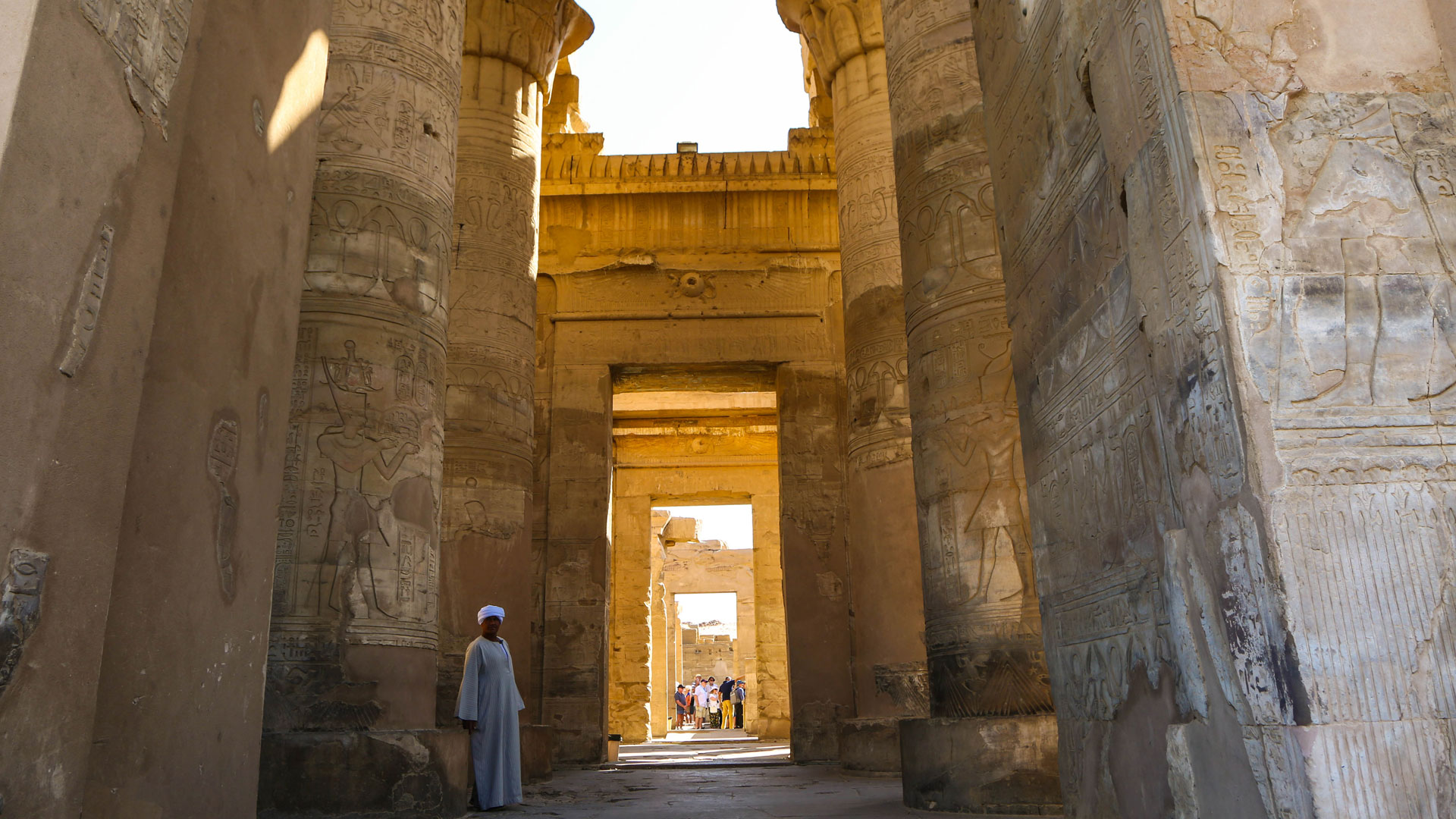 At the entrance to the temple.