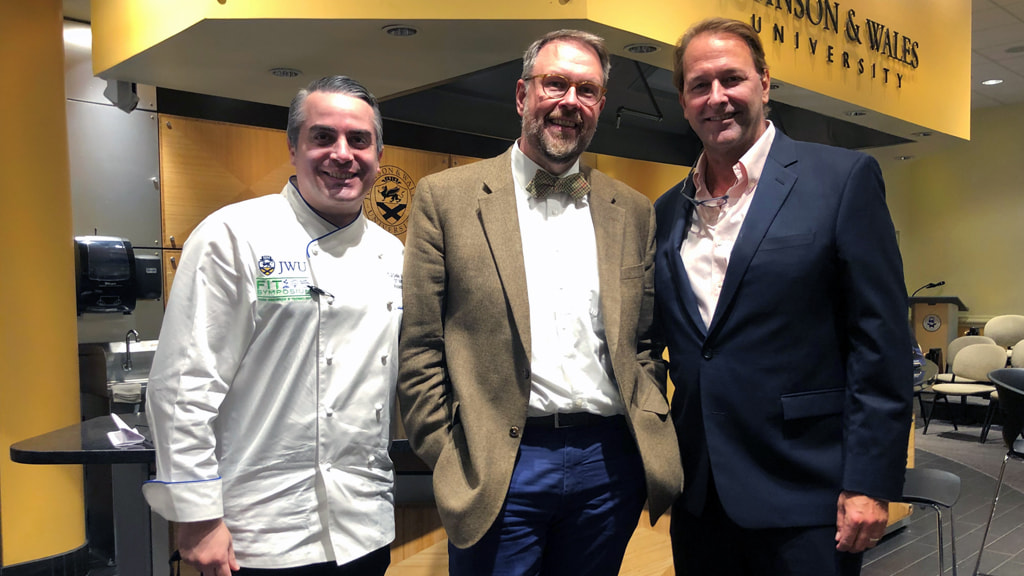 Left to right: Assistant Dean TJ Delle Donne, Dean Jason Evans, and cookbook author Michael Ruhlman.