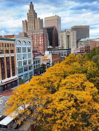 View of downtown Providence from dorm