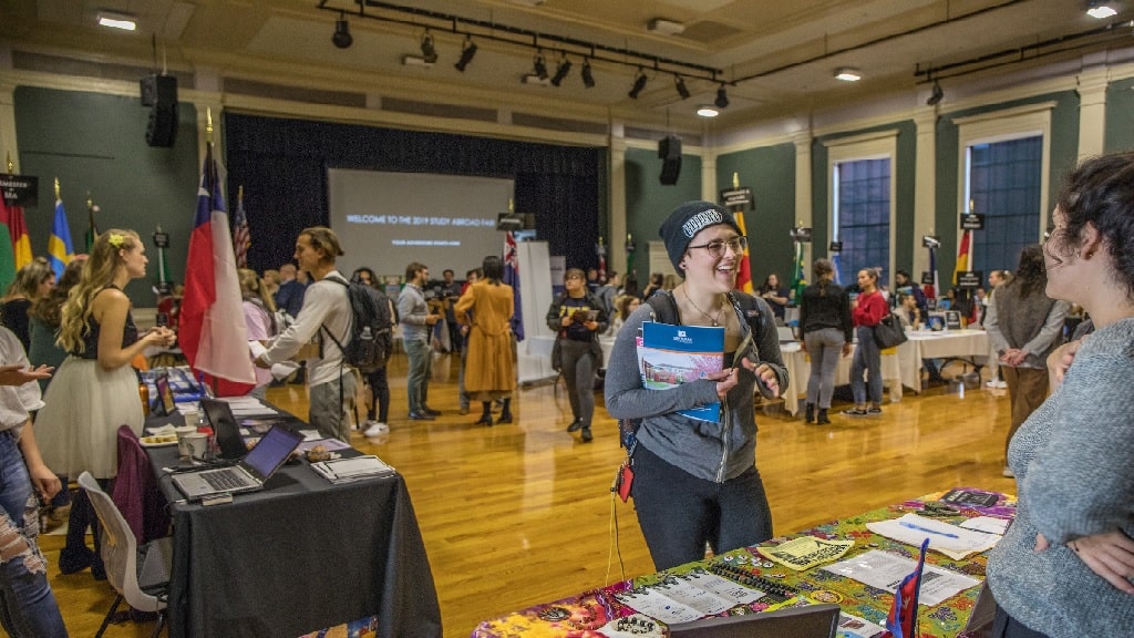 student at study abroad event