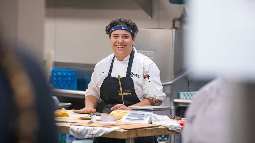 Rence Loboncz standing in a JWU kitchen