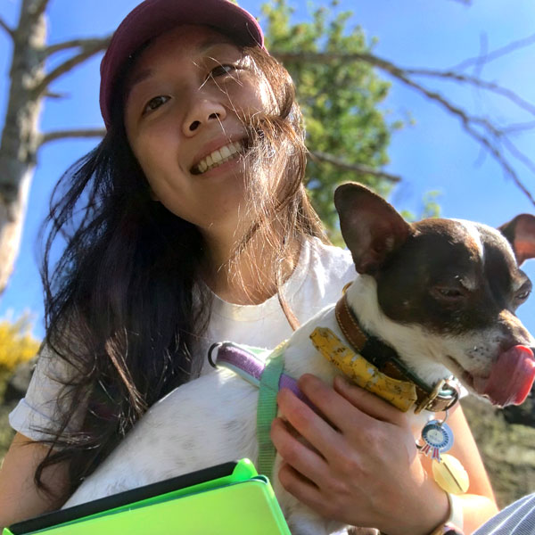 JWU Culinary Science & Product Development student Terrene Huang with her dog, Earl Grey.