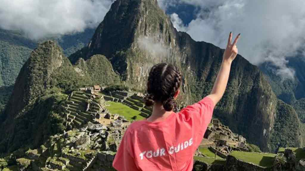 Chloe looking out over Machu Picchu