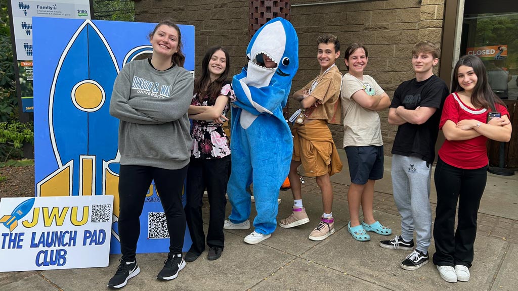 a group photo of members of JWU's The Launch Pad Club