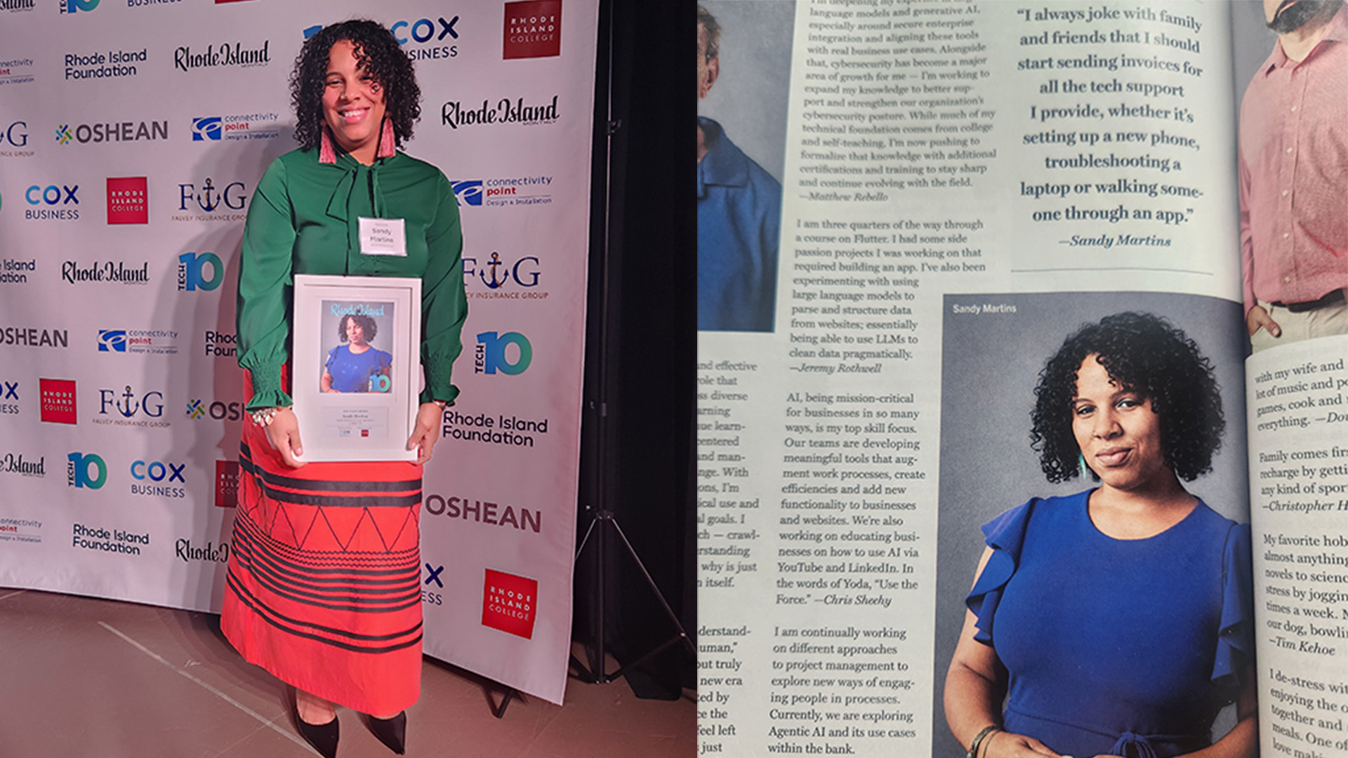 Sandy with her award and in the magazine