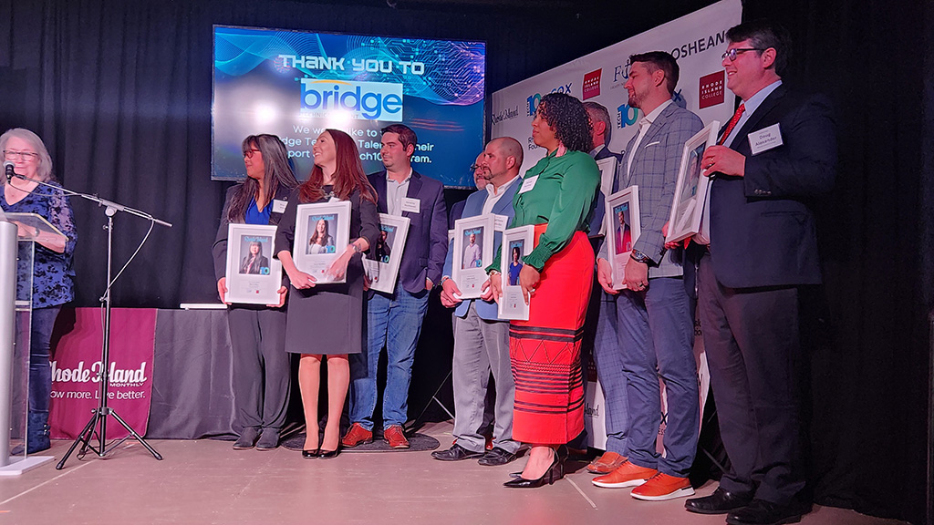 Sandy on stage with the other award recipients