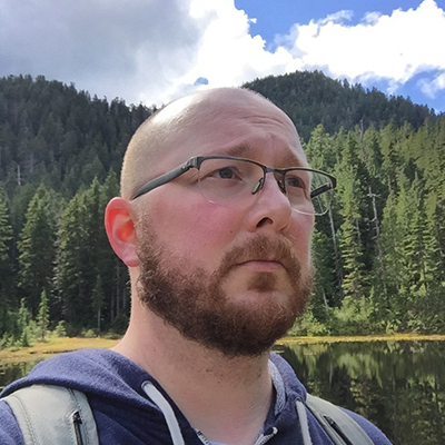Jason Diezel '96 pauses while on an outdoor hike