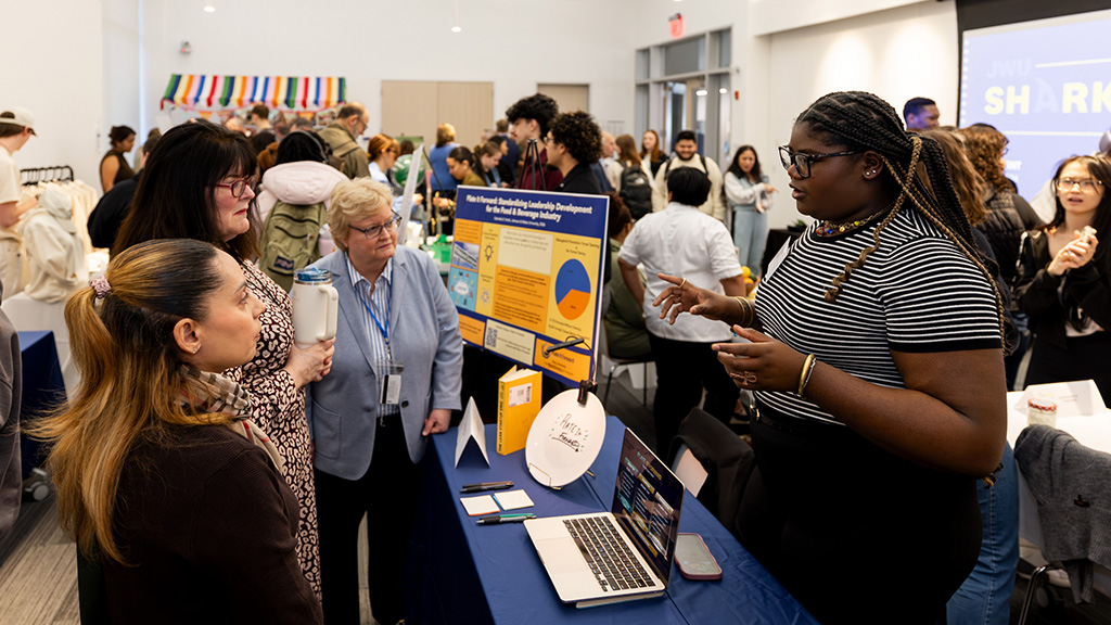 Student presenting at Sharkfest