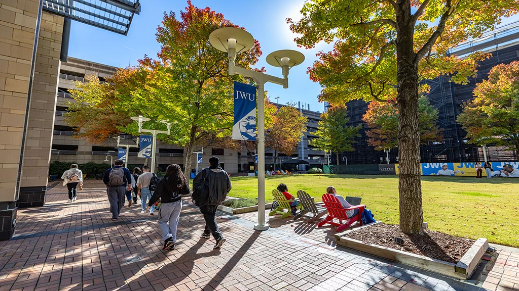 Students walking on campus