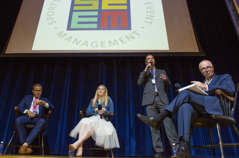 Alumni panelists offer career advice at the SEEM Leadership Conference.