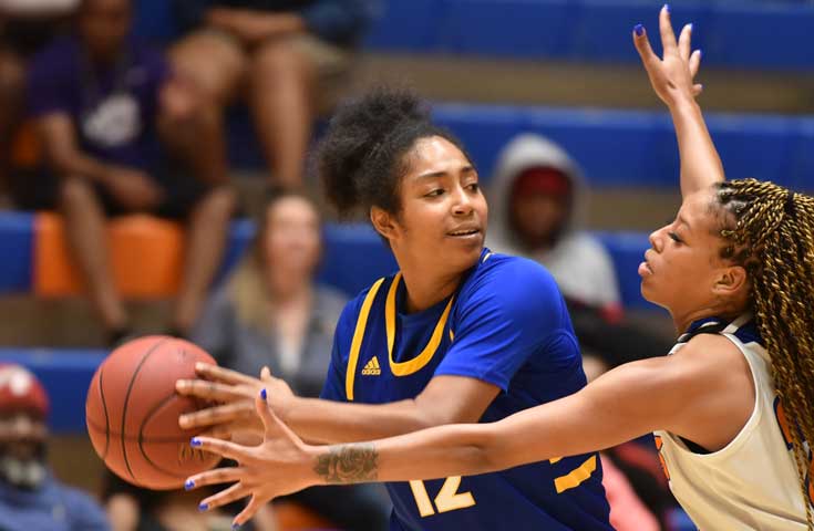 Tianna Ayulo on the basketball court.