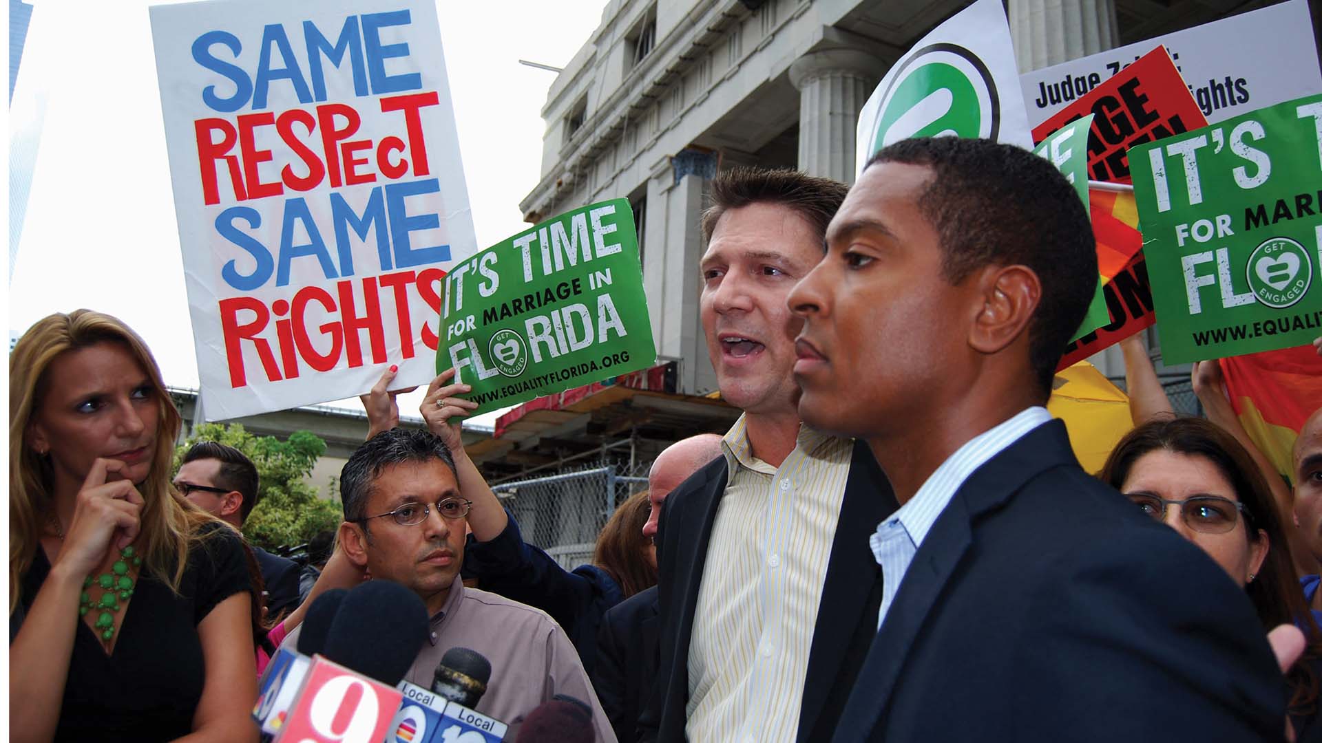 Jeff and Todd Delmay addressing the media outside the court.