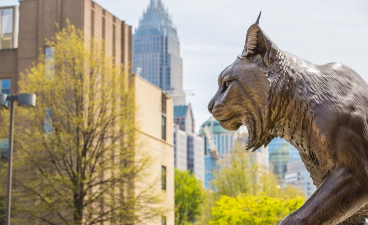 JWU Charlotte wildcat statue